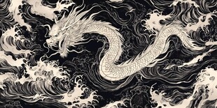 龙游海浪 日式风格艺术图