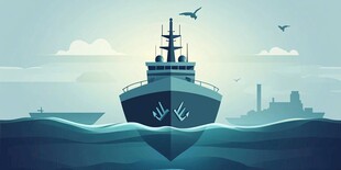 海上航船驶向远方