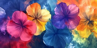 绚丽多彩花卉水彩画背景