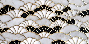 黑白金扇形艺术瓷砖图案