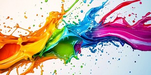 彩色墨水飞溅艺术画面