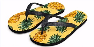 菠萝图案时尚人字拖