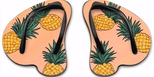 菠萝图案时尚人字拖