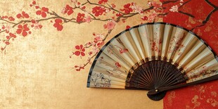 古风折扇与烂漫红梅