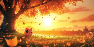 秋日树下的可爱萌物