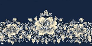 深蓝底花卉精美花边图案