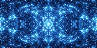 梦幻蓝色粒子对称图案