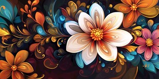 绚丽多彩花卉图案设计