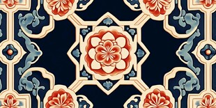 中式古典花卉几何图案