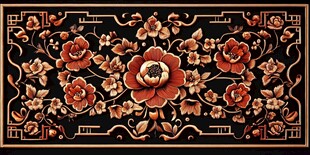 中式花卉边框精美图案