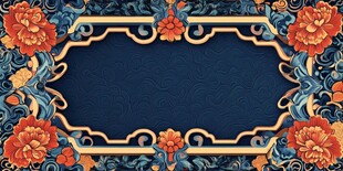 中式复古花卉边框装饰图