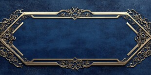 蓝色背景金色华丽边框图案