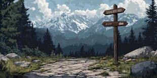 山间路标指引多样旅程