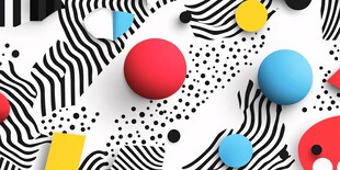 抽象几何图案与多彩球体