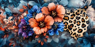 花卉与豹纹的梦幻组合