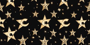 黑金星星月亮梦幻图案