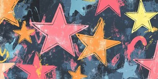 多彩星星涂鸦风图案背景
