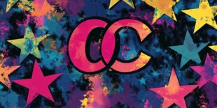 炫彩星星环绕的CC标志