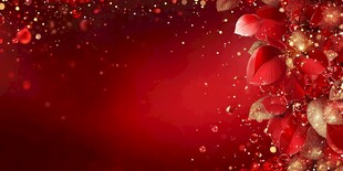 浪漫红底玫瑰花瓣背景图