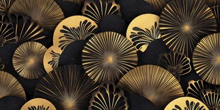 黑金扇形图案装饰背景