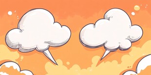 卡通风格对话云朵插画