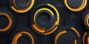 黑色背景上的黑金科技圆环