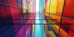 彩色玻璃建筑的视觉盛宴