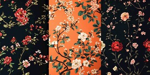 复古花卉图案面料展示