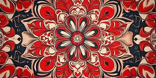 复古红黑曼陀罗花纹图案