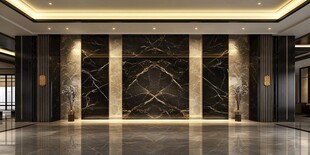奢华大理石装饰的大厅空间