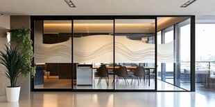 现代玻璃隔断会议室场景