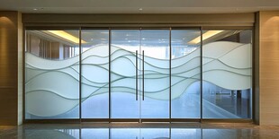 现代波浪纹玻璃双开门