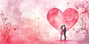 浪漫情侣心型背景图