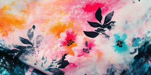 梦幻花卉水彩艺术图案