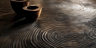 禅意石钵与波纹地面景观