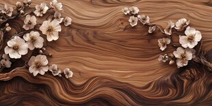 木纹背景上的素雅花朵