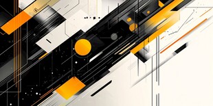 黑白橙几何抽象艺术背景