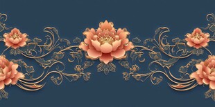 中式牡丹花纹饰精美图案