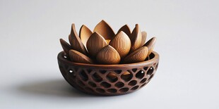 木质莲花摆件 精巧雅致