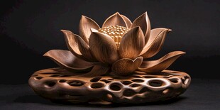 木雕莲花摆件 精致工艺