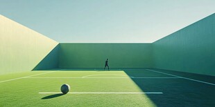 绿茵场孤独身影与足球