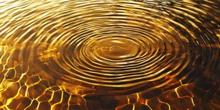 金色水面上的涟漪美景