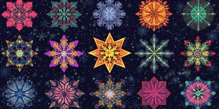 多彩绚丽雪花图案集合