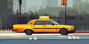 城市中的黄色出租车