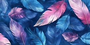 梦幻羽毛水彩无缝图案