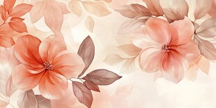 梦幻粉橘花卉水彩背景图