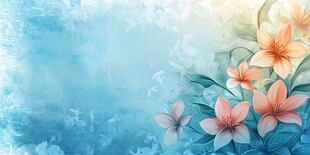 梦幻蓝底花卉背景图