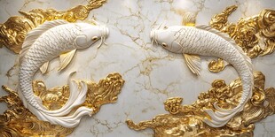双鲤金饰墙面艺术装饰