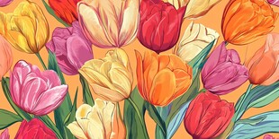 缤纷郁金香花卉插画