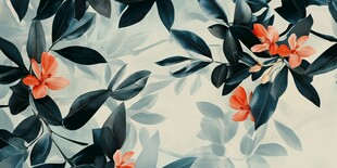 水墨花卉图 花叶展风姿